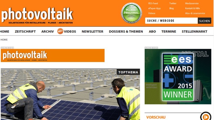 Oft besucht und weiterempfohlen: Die Internetseite der photovoltaik ist das wichtigste Fachmagazin der Solarbranche. - © photovoltaik

