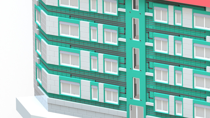 Die Gebäudehülle darf in Zukunft nicht mehr nur passiv sein. Die Forscher wollen Fassadenelemente mit integrierter Heizungs- und Klimatechnik entwickeln. - © KIT/Fraunhofer ISE
