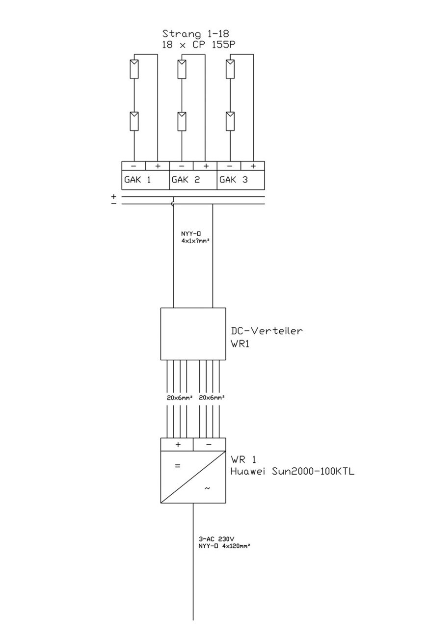 Schaltplan des umgekehrten DC-Verteilers.