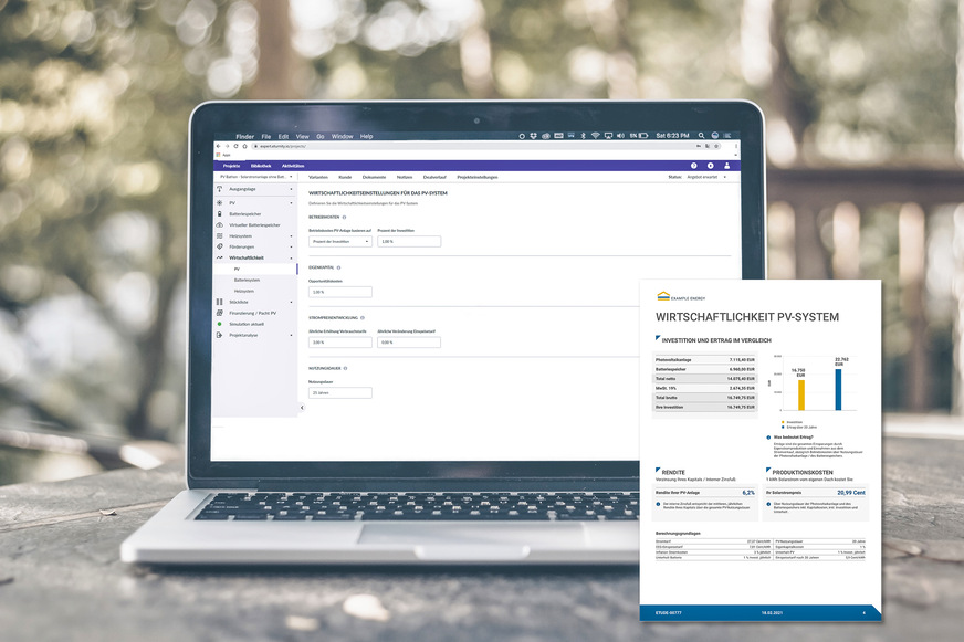 Der Solarrechner erlaubt präzise Vorhersagen zur Wirtschaftlichkeit der Investition.