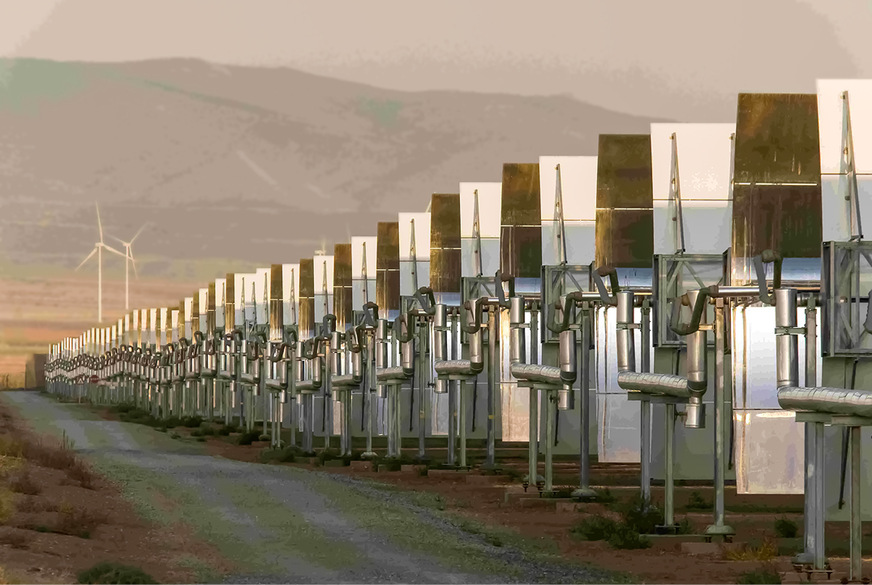 Das CSP-Kraftwerk Andasol 1 (50 Megawatt) wurde 2008 von Solar Millennium in Spanien errichtet.