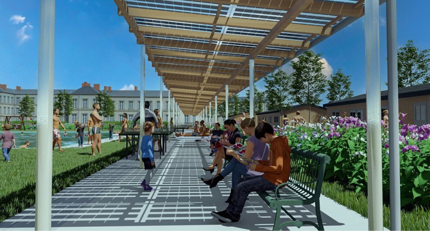 Die ohnehin versiegelte Fläche wird verschattet und zugleich für Sonnenstrom genutzt.