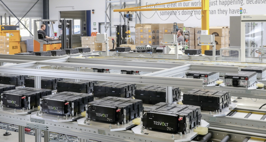 Die Fertigung von Tesvolt in Wittenberg.