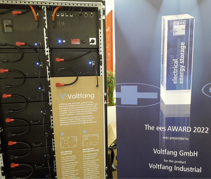 Der Speicher von Voltfang nimmt gebrauchte Batteriemodule auf.