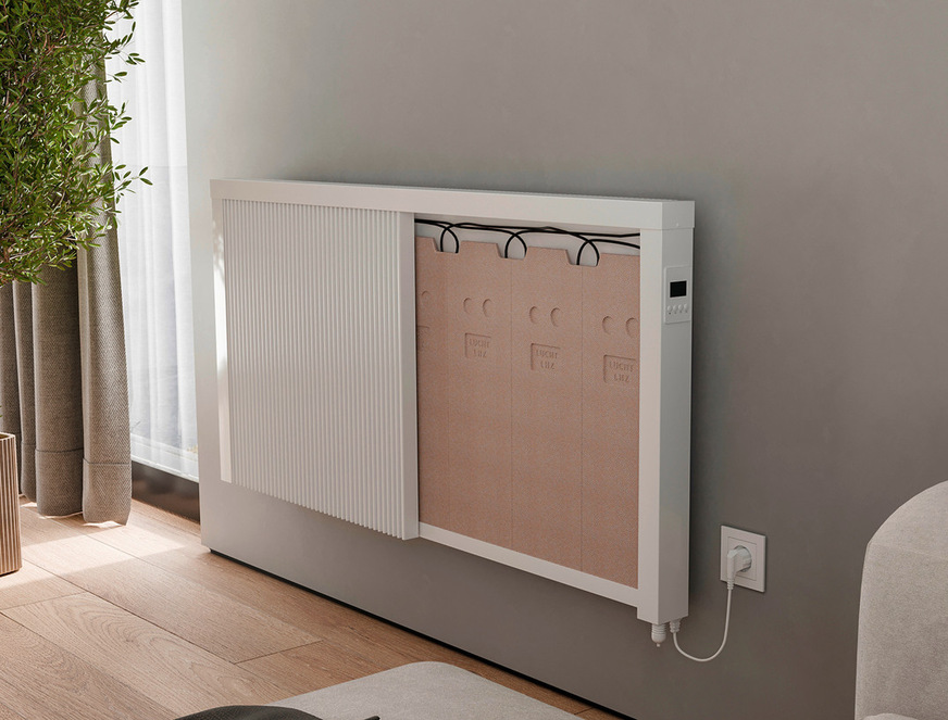 Schnittmodell einer elektrischen Flächenheizung: Die Schamottplatten nutzen dynamische Stromtarife aus.