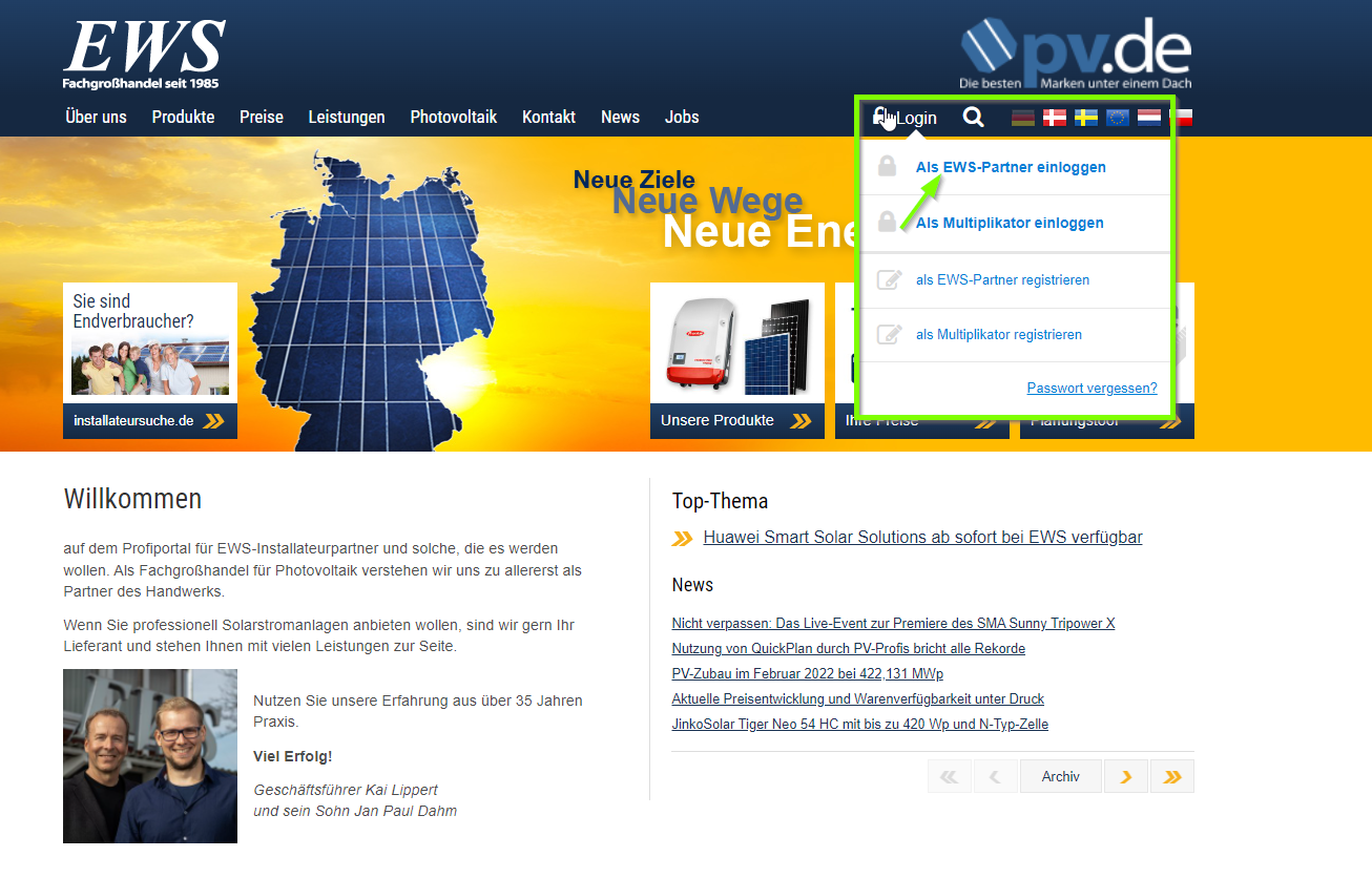 EWS stellt neuen Quickshop mit Online-Fachberater vor