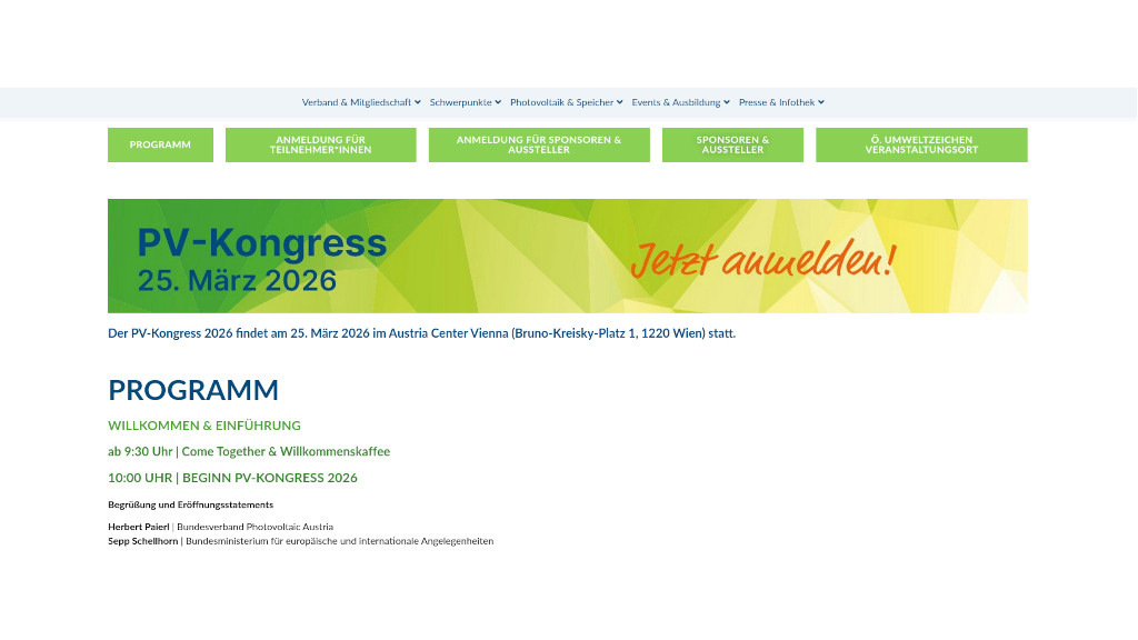 Österreichische Solarbranche trifft sich am 25. März in Wien