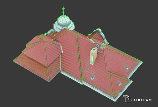 Aus den aufgenommenen Drohnenbildern entsteht ein dreidimensionales ­Modell des Daches.