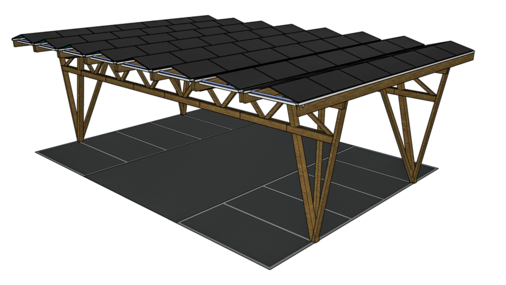 Der Solarcarport Urbanroof besticht durch eine schonende Holzkonstruktion.