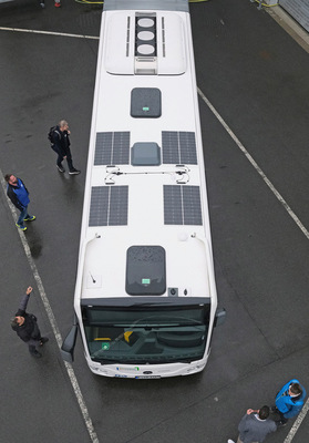 Anwendung der O-Motion-Module auf einem Linienbus der Leipziger Verkehrsbetriebe.