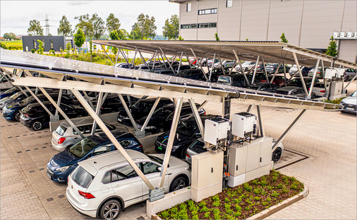 SL Rack bedient alle Segmente der Photovoltaik. Dazu gehören auch Montagesysteme für solare Parkplatzüberdachungen.