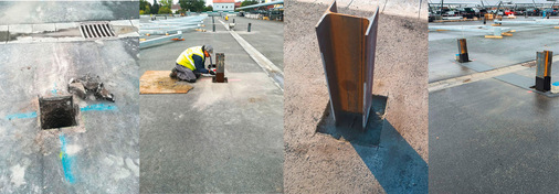 Minimalinvasiv: PMT gründet die Carports mit HEA-Trägern, auf die der Betonsockel aufgesetzt wird.