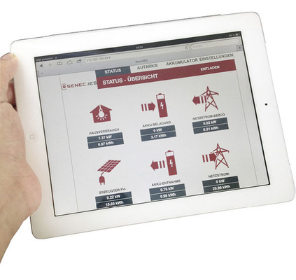 
Auf einen Blick: Steuerung des Senec-Systems mit modernen Kommunikationsgeräten.
