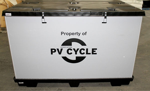 
Mobiler Sammelcontainer für Altmodule, eine Erfindung von PV Cycle.
