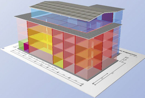 <p>
Mit Hott-CAD lassen sich einzelne Räume oder Zonen eines Gebäudes nach verschiedenen Regelwerken klassifizieren, zum Beispiel zur Berechnung der Energie-bilanz oder der Kühllast.
</p> - © Grafiken: Hottgenroth

