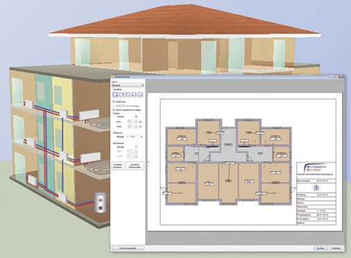 
Basis des ETU-Planers ist die grafische Datenerfassung mit Hott-CAD. Dabei wird ein für die Berechnungs- und Auslegungsprogramme nutzbares, einheitliches Datenmodell des Gebäudes angelegt.
