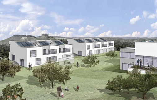 
Insgesamt sollen in der Weinsberger Neubausiedlung 23 ökologische und hochwertige Wohnungen entstehen. Herzstück der Stromversorgung ist ein Lithiumspeicher mit 120 Kilowatt Leistung, der aus Photovoltaik und einem BHKW gespeist wird. Die Solaranlagen sind auf die Dächer der Gebäude verteilt.
