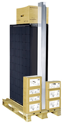 
Lieferumfang des Kit Easy von Solarworld, bereits vorkonfektioniert für den Versand zum Installateur.

