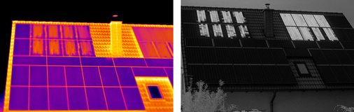 



Mit der Elektrolumineszenz (rechts) ist die PID deutlicher zu erkennen als mit der Thermografie (links).
