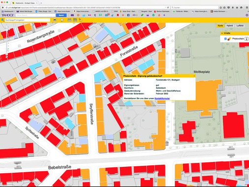 



Auch für Geschäftsgebäude lässt sich der Solaratlas nutzen, hier an einem Beispiel aus dem Stuttgarter Westen.
