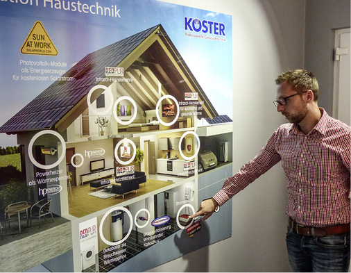 <p>
</p>

<p>
Alles spielt zusammen: Das Haus der Zukunft ist vernetzt. Dennis Köster weist auf den Speicher hin.
</p> - © Foto: nhp

