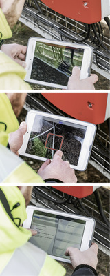 



Wird bei der Inspektion ein Mangel entdeckt, wie hier eine Kabelbeschädigung, nimmt der Techniker ein Foto auf, ordnet es der Komponente zu und hebt Details mit einer Markierung hervor.
