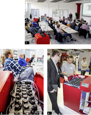 
1 Schulung von Installateuren in den neuen Räumen im Leipziger Zentrum.



2 Zusätzliche Funktionen wie das Econamic Grid werten den Speicher auf. Das hilft den Installateuren im Vertrieb enorm.



3 Vor einem Jahr brachte Senec zur Intersolar die ersten Lithiumspeicher. Bis dahin wurden Bleispeicher angeboten, die nun eine immer geringere Rolle spielen.
