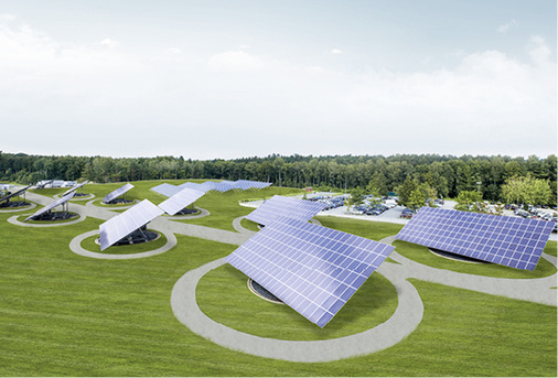 
Die Suncarrier 260 drehen sich auch bei DMG Mori in Bielefeld mit der Sonne, um den ganzen Tag über Photovoltaikstrom zu ermöglichen. 
