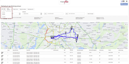 
Die Angaben aus dem Fahrtenbuch können in verschiedene Dateiformate exportiert werden.

