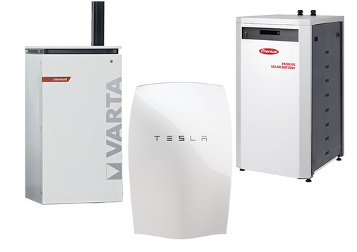 <p>
</p> - © Fotos: Varta, Tesla, Fronius