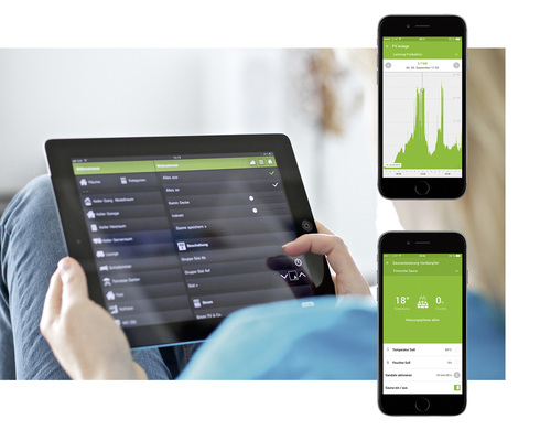 
Der Nutzer bedient den Energiemanager per App über mobile Geräte. Aber auch die Steuerung per PC ist möglich.



