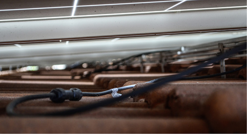 
Einer der häufigsten Fehler: Die Kabel werden nicht hochgebunden und liegen bei Regen direkt im Wasser.
