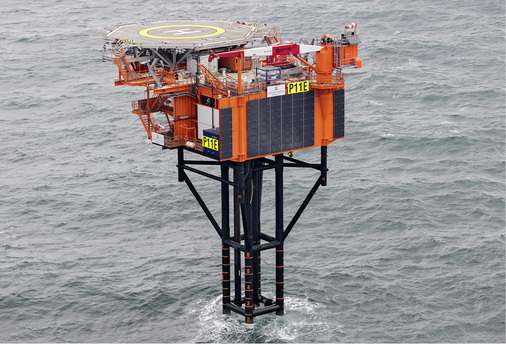 



Erdgasbohrung in der Nordsee: Die P11-E von Oranje-Nassau Energie ist eine der ersten Förderplattformen, die hauptsächlich mit Ökostrom versorgt wird.
