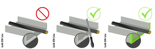 <p>
Hat ein Leitungskanal Grate, drohen Isolationsschäden. Solche Kanten müssen entgratet werden. Zudem wird ein Kantenschutz empfohlen. Im Bereich von Kanten und Umlenkungen können Leitungen auch mit Kunststoffrohren zusätzlich geschützt werden.
</p> 
Hat ein Leitungskanal Grate, drohen Isolationsschäden. Solche Kanten müssen entgratet werden. Zudem wird ein Kantenschutz empfohlen. Im Bereich von Kanten und Umlenkungen können Leitungen auch mit Kunststoffrohren zusätzlich geschützt werden.