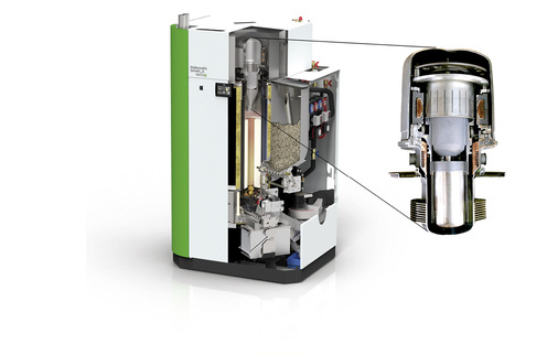 



Integriert ist ein Vorratsbehälter für die Pellets.
