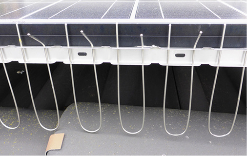 



Verschiebbare Drähte verhindern wirkungsvoll das Einnisten von Tauben.
