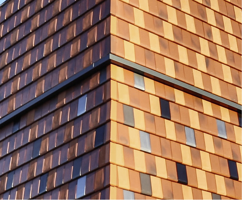 



Auffällige Fassade aus traditionellen Glattziegeln.
