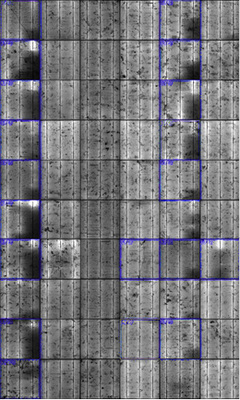 <p>
</p>

<p>
Neues Modul bei Anlieferung: Die Zellen in der linken Reihe weisen elektrische Abtrennungen aufgrund fehlerhafter Lötverbindungen auf. Hier handelt es sich ganz eindeutig um einen Mangel, der in der Herstellung entstanden ist. Fehlerhafte Lötverbindungen sind in der Praxis häufig anzutreffen.
</p> - © Foto: MBJ Services

