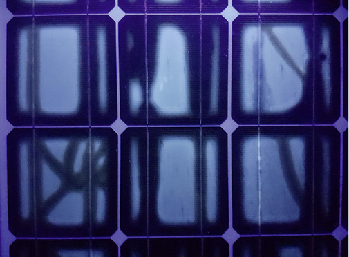 



Sind Mikrorisse vorhanden, verändert sich das Fluoreszenzbild, das bei UV-Bestrahlung sichtbar wird. Wichtig dabei: Man sieht nicht die Mikrorisse selbst. Es handelt sich also um eine indikative Methode: Erhalte ich dieses Ergebnis bei einer Aufnahme mit UV-Fluoreszenz, liegt die Vermutung nahe, dass Mikrorisse vorhanden sind. Eine EL-Messung ist dann der nächste Schritt.
