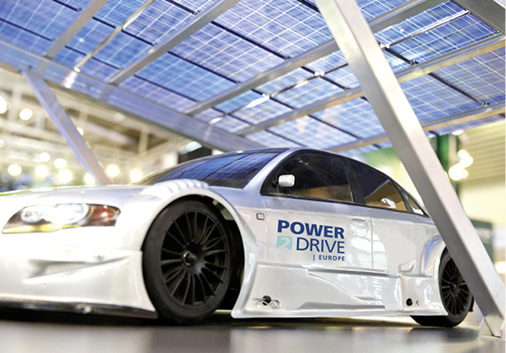 <p>
</p>

<p>
Solare Carports werden gleichfalls in München gezeigt.
</p> - © Foto: Power2Drive

