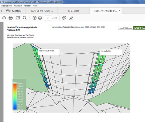 <p>
</p>

<p>
Detail der Einstrahlungssimulation: Ausrichtung Südwest und Süd.
</p> - © Grafik: A2-Solar

