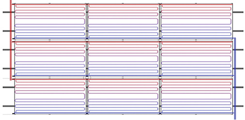 <p>
</p>

<p>
Mäanderförmige Führung von Vorlauf und Rücklauf des Wärmeabsorbers im Solink.
</p> - © Grafik: Consolar

