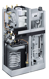 



Blick ins Innere eines Brennstoffzellengeräts Vitovalor 300P von der Firma Viessmann.
