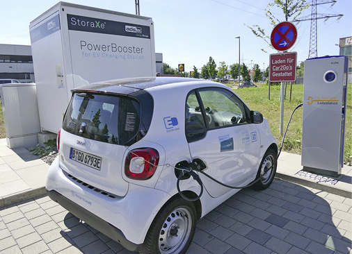



Auf dem Firmenparkplatz von EnBW in Stuttgart können die Mitarbeiter kostenlos Strom tanken.
