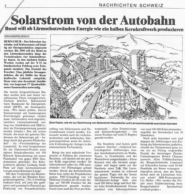 <p>
</p>

<p>
Die Photovoltaikstrategie des Bundes für Schweizer Verkehrsträger aus der Sonntagszeitung im Oktober 1987.
</p> - © Foto: Schweizer Sonntagszeitung


