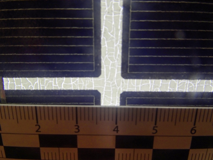 Die Lampe bringt die feinen Haarrisse ans Licht.