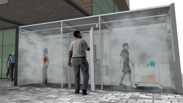 Der Desinfektionscontainer wird komplett autark mit Sonnenstrom betrieben.