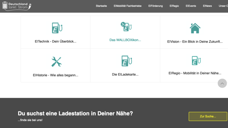 Herzstücke der Plattform sind die integrierte Fachbetriebssuche sowie der E-Regio-Bereich. - © deutschland-tankt-strom.de
