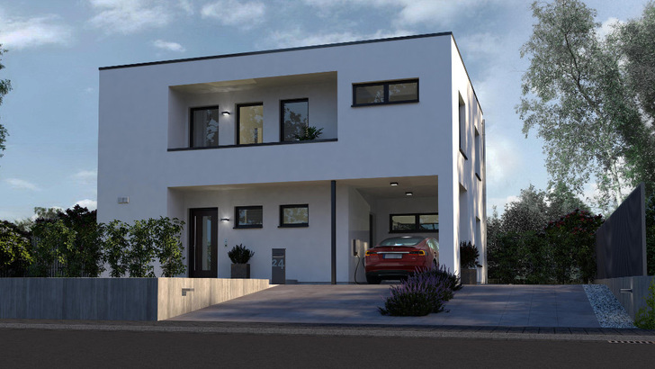 Die Fertighäuser von Okal Haus bieten die Sektorkopplung - inklusive E-Mobilität.
