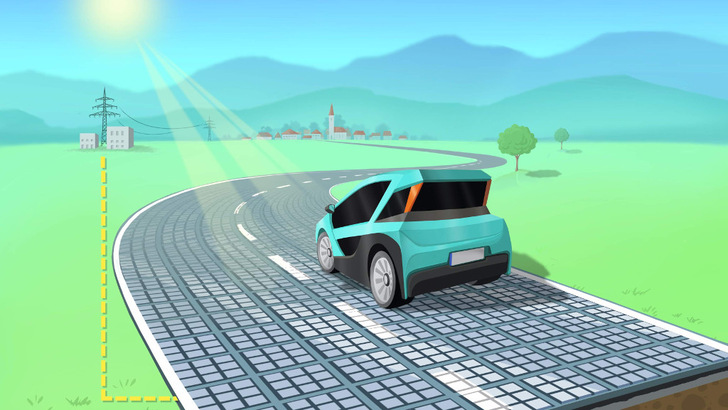 Der solare Belag besteht aus Glaskacheln mit eingelassenen LED und Solarzellen.